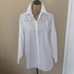 Stella McCartney White Blouse Italy floral cutouts size 8 42